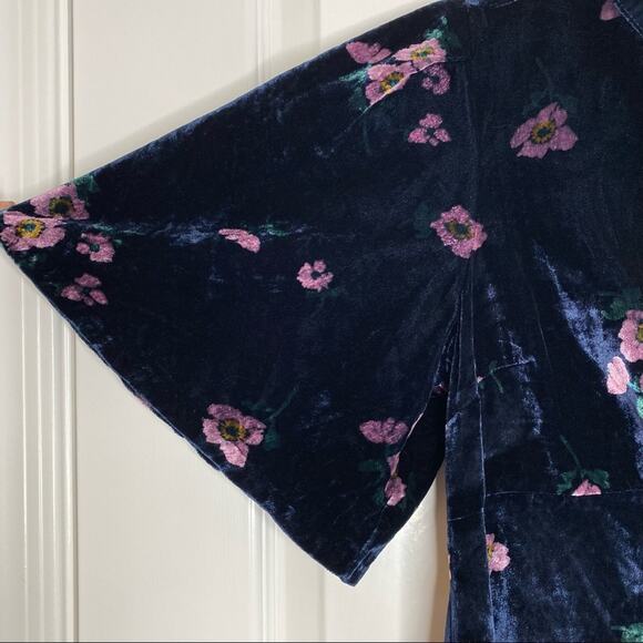 FREE PEOPLE Womens Be My Baby Navy Blue Velvet Mini Button Back Dress Size 2/XS - Picture 10 of 15